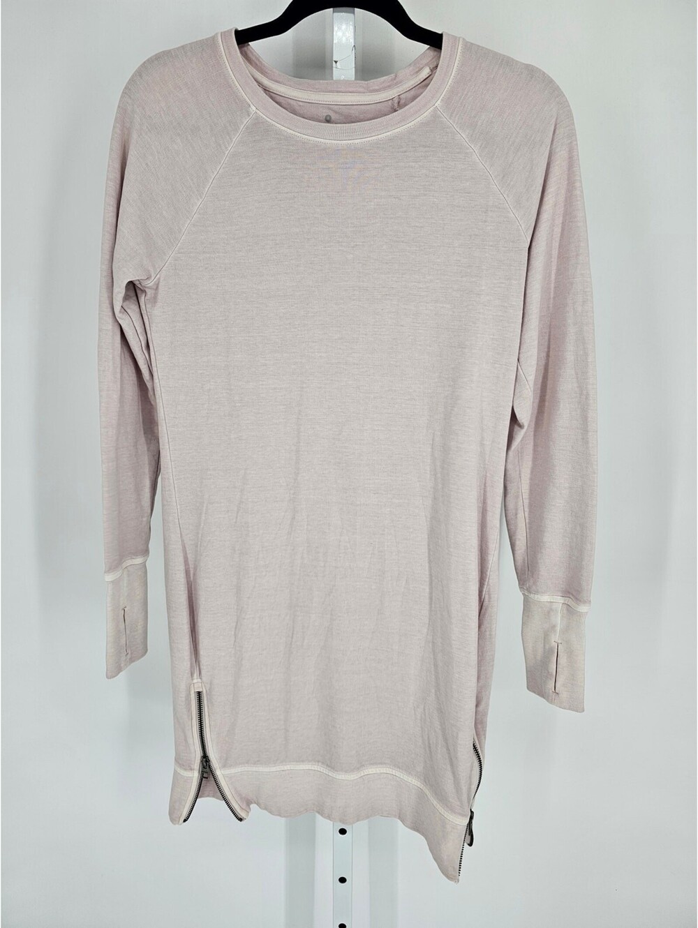 Athleta Womens Sz XS Knee Length Long Sleeve Dress Light Pink Zipper Sides